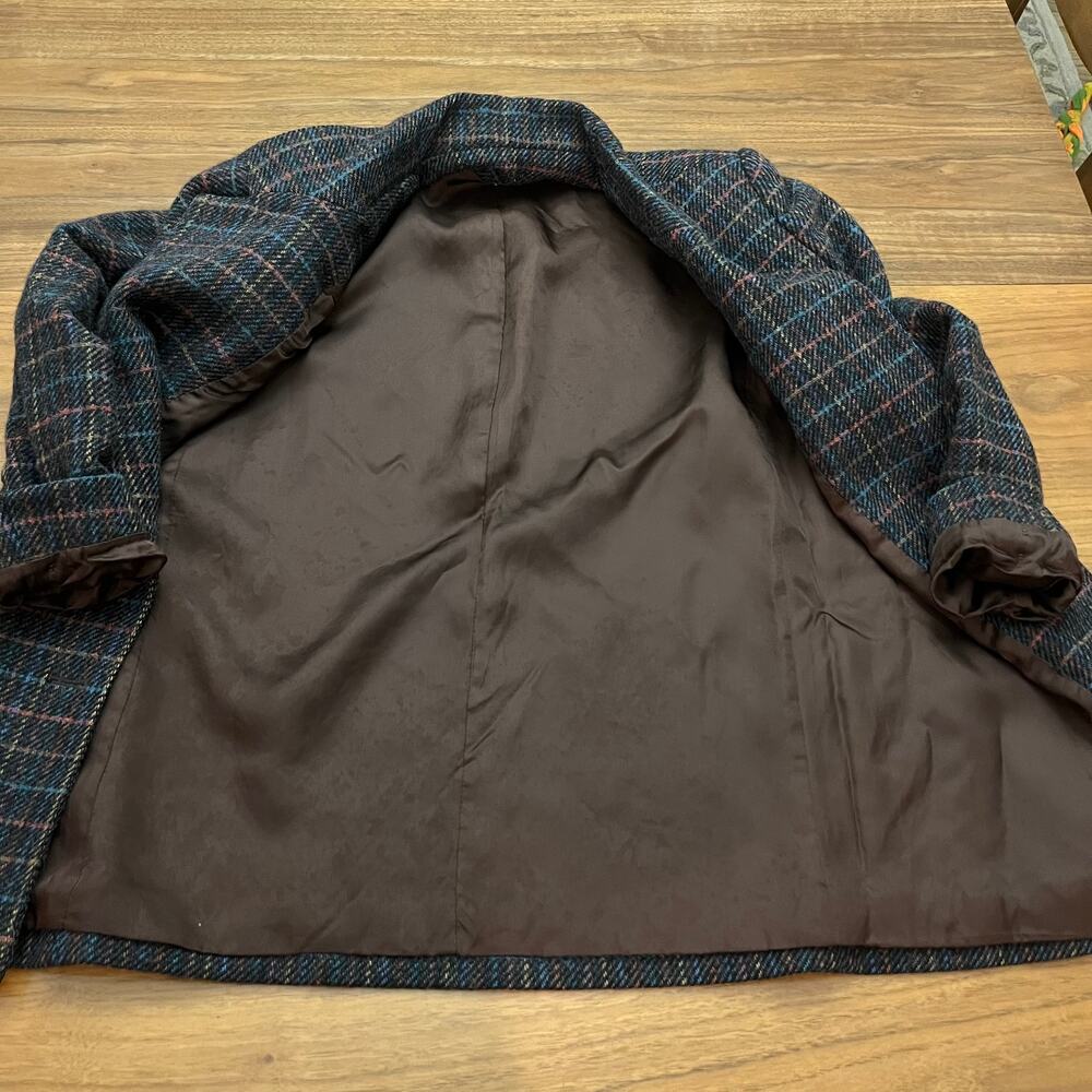 Vintage Peabody House Wool Blazer Size 7 8 Charcoal Multi Stripe - Picture 7 of 10